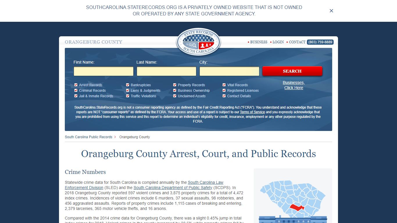 Orangeburg County Arrest, Court, and Public Records