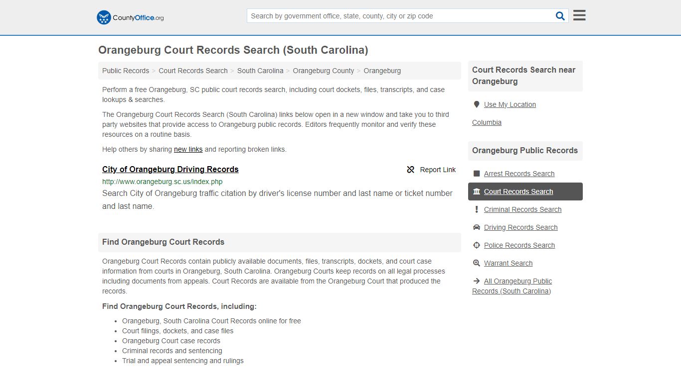 Orangeburg Court Records Search (South Carolina) - County Office