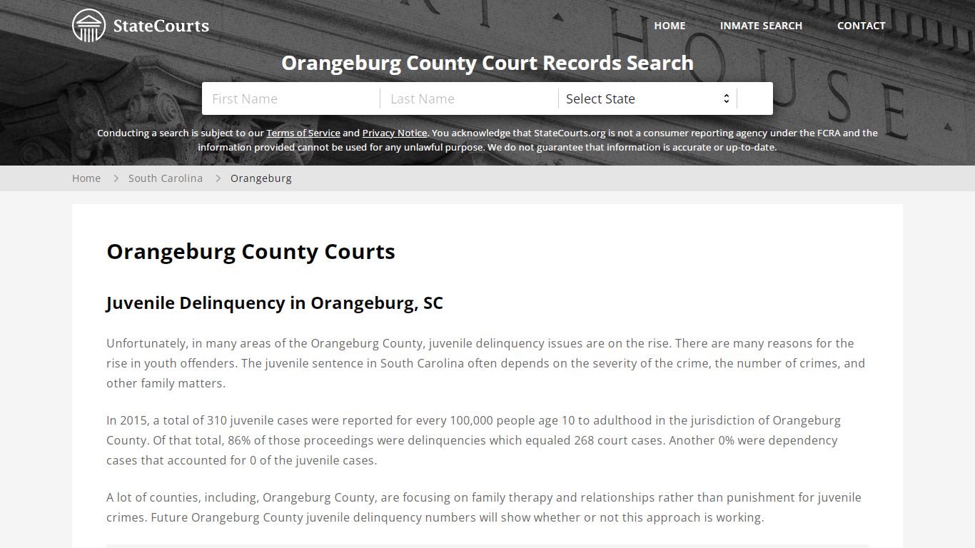 Orangeburg County, SC Courts - Records & Cases - StateCourts